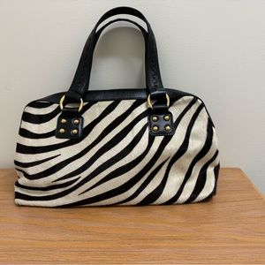 Zebra Print Calf Hair Satchel Purse
